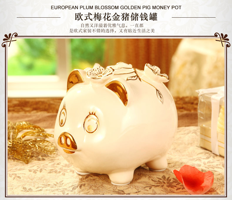 Vatican Sally 's European ceramics gold baby pig piggy bank furnishing articles birthday gift money - a box piggy bank