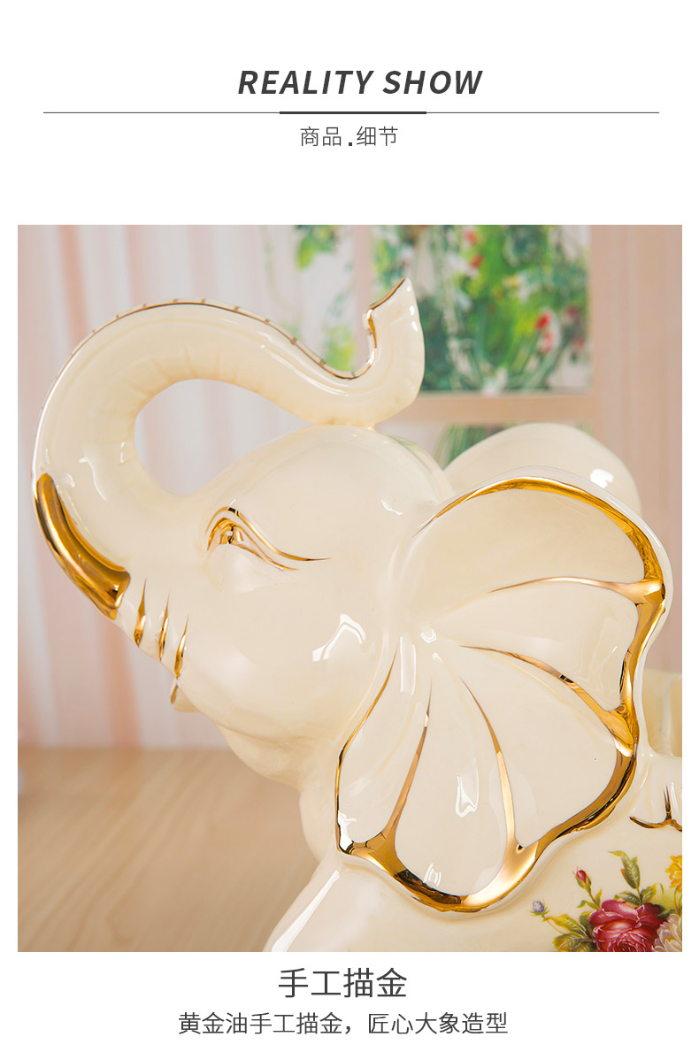 Ceramic elephant porch shoe key receive furnishing articles European TV remote wipe boxes at the gate of the sitting room is creative
