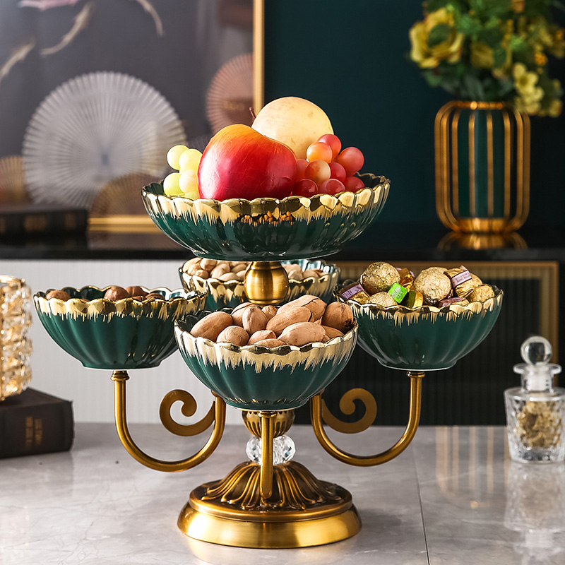 2021 new high-end atmospheric living room tea table fruit plate light luxury candy box home European creative fruit plate ornaments