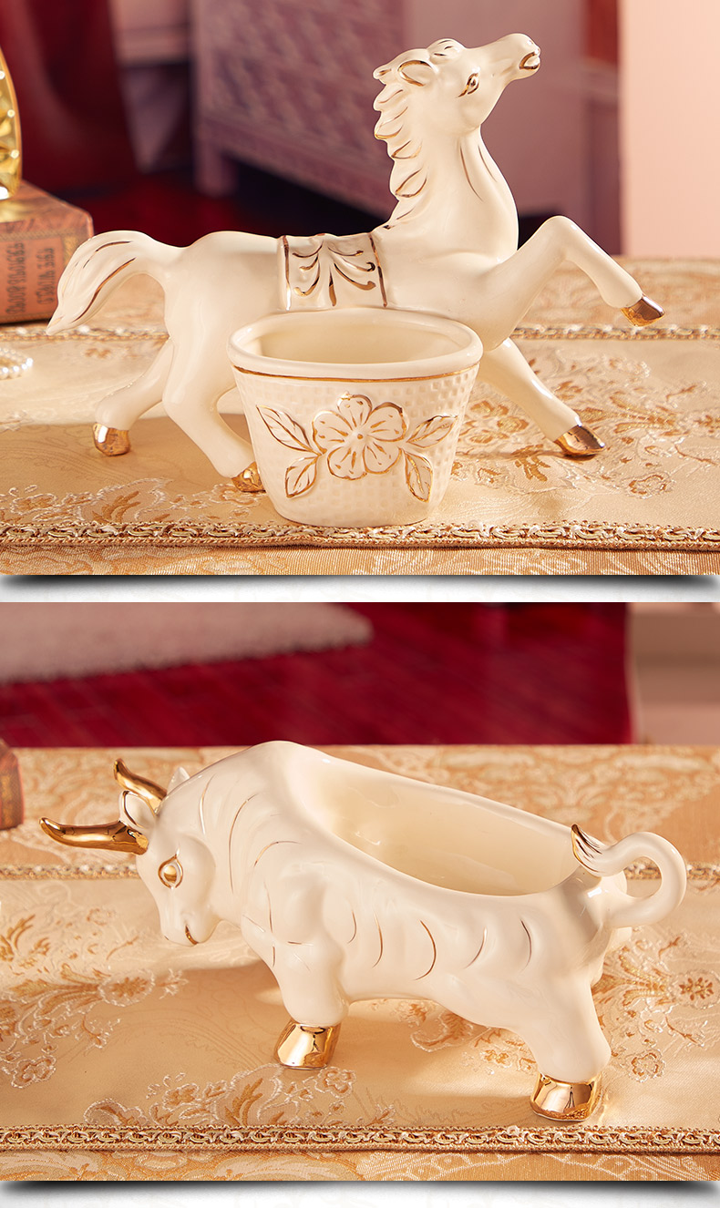 Ou porch ceramics that take key feel to receive a furnishing articles at the gate of home desktop receive box of deer horse cattle pig furnishing articles