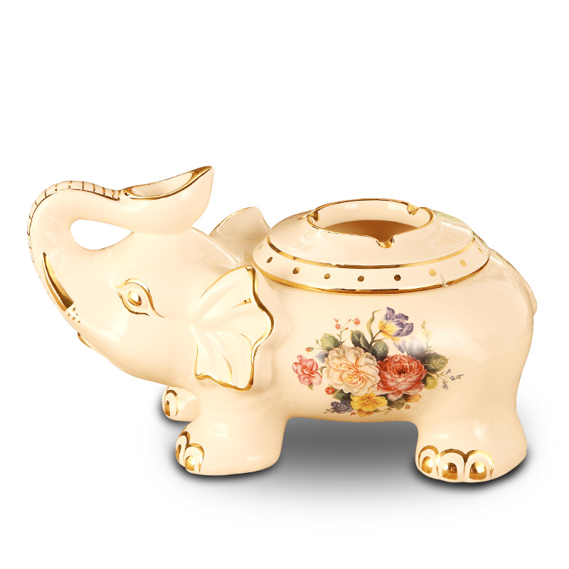 Vatican Sally 's elephant European - style ashtray key-2 luxury home sitting room with cover of creative move ceramic ashtray office