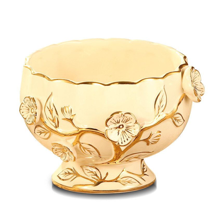 Vatican Sally 's key-2 luxury home sitting room tea table desktop bin European ceramic bowl of small rubbish skin receive barrels