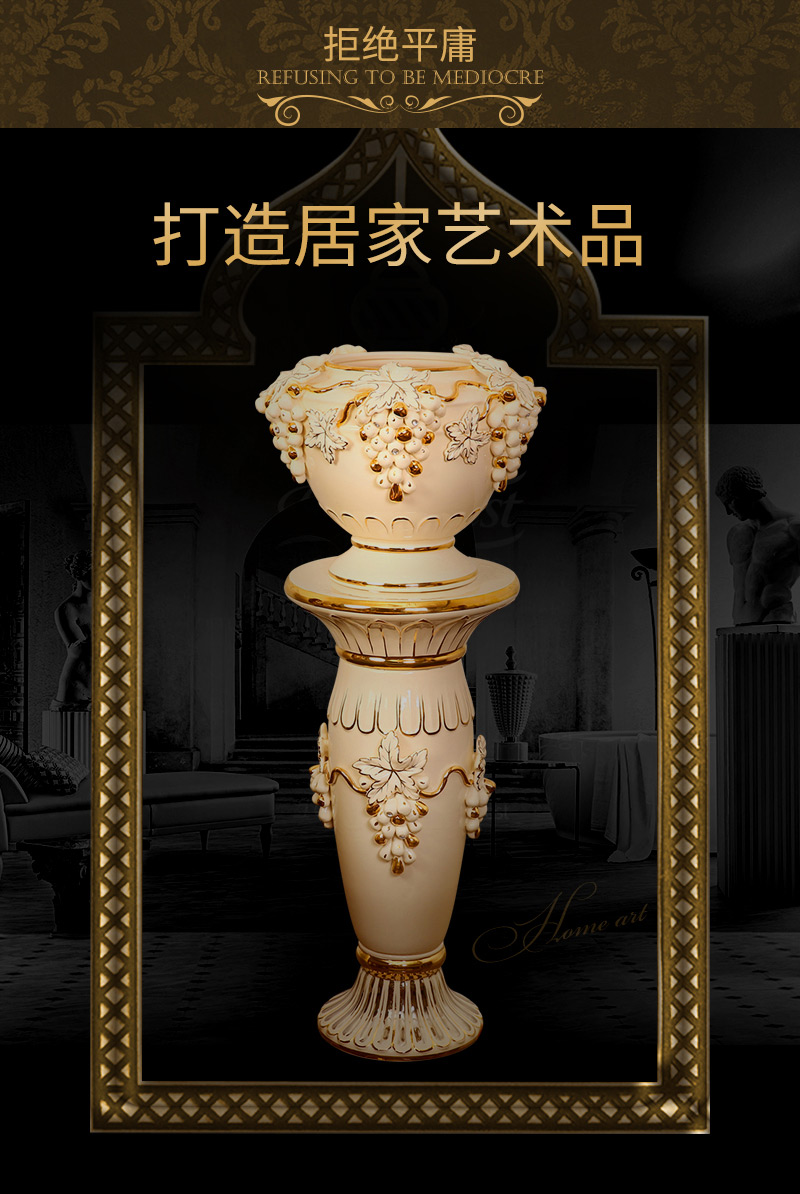 Key-2 Luxury European - style ceramics vase flower arrangement sitting room place the hotel villa large ground flowerpot Roman column ornaments