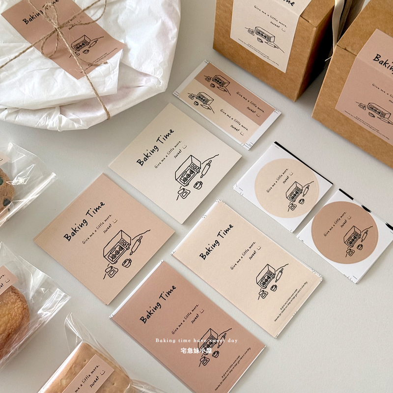 Delivery Girl's Hut: Baking Time Has Arrived! Self-Adhesive Waterproof Stickers, Cards, Small Strips, Desserts, Cakes, Bread