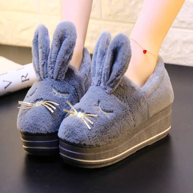 Giày cotton mùa đông phiên bản Hàn Quốc của những đôi dép cao gót dày, chống trượt dễ thương trong nhà bitis sandal nữ