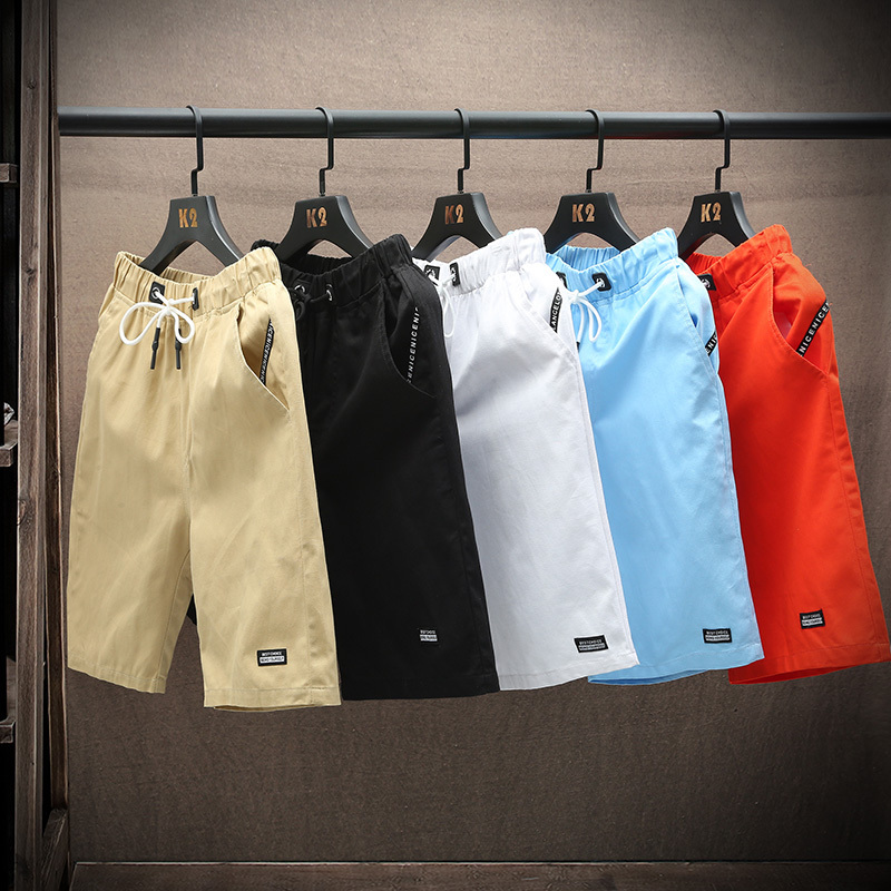 Men's Pure Cotton Shorts, Five-Point Length, Trendy Casual Loose Fit, Summer Beach Shorts, Large Pants, Seven-Point Length, Mid-Length Pants for Men