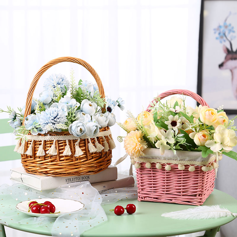 Fake flower emulated flower decoration flower flower basket flower arrangement swing piece shop living-room bedroom placing bouquet rose embroidered ball bouquet