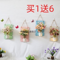 Wall decorations wall decorations background walls living room decoration Nordic wooden pendants wall-mounted flower basket ornaments vases