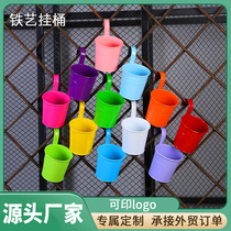 Balcony colored tin flowerpot hanging bowl candy colored flower bucket tin bucket fleshy potted plant flower pot