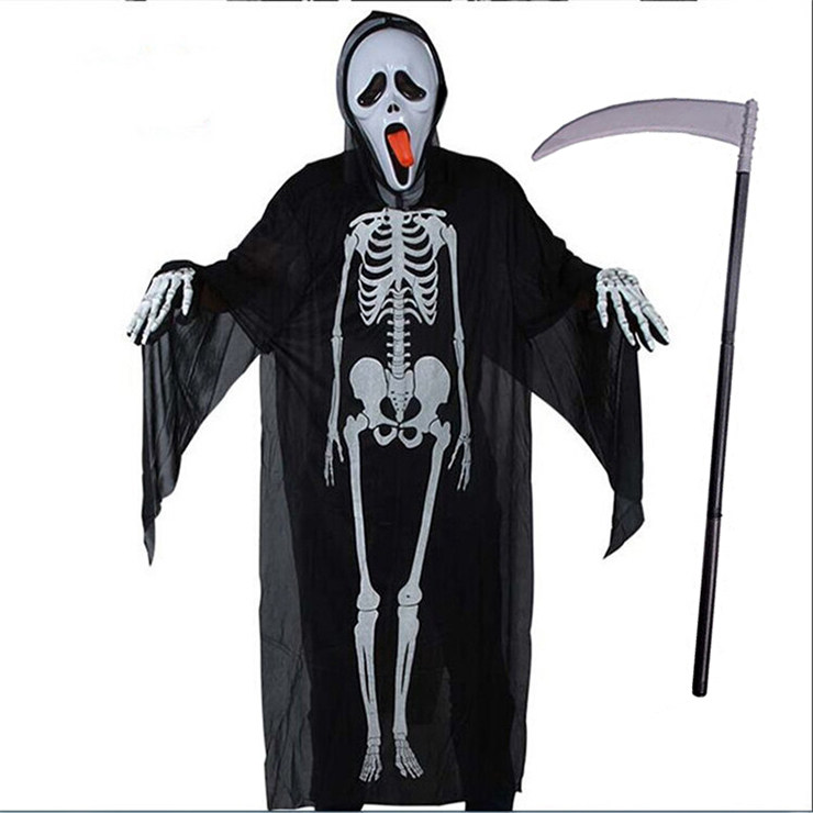 Skull Skeleton Ghost Dress Makeup Prom Dress Wan Holy Festival Costume Adult Children Horror Clothing Performance Suit