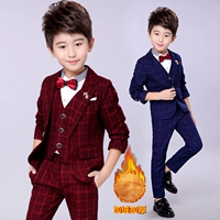 2018 mới mùa thu boy đoạn hoa cô gái váy phù hợp với phù hợp với Nam ca sĩ Anh cậu bé nhỏ kẻ sọc ba mảnh phù hợp áo sơ mi nam