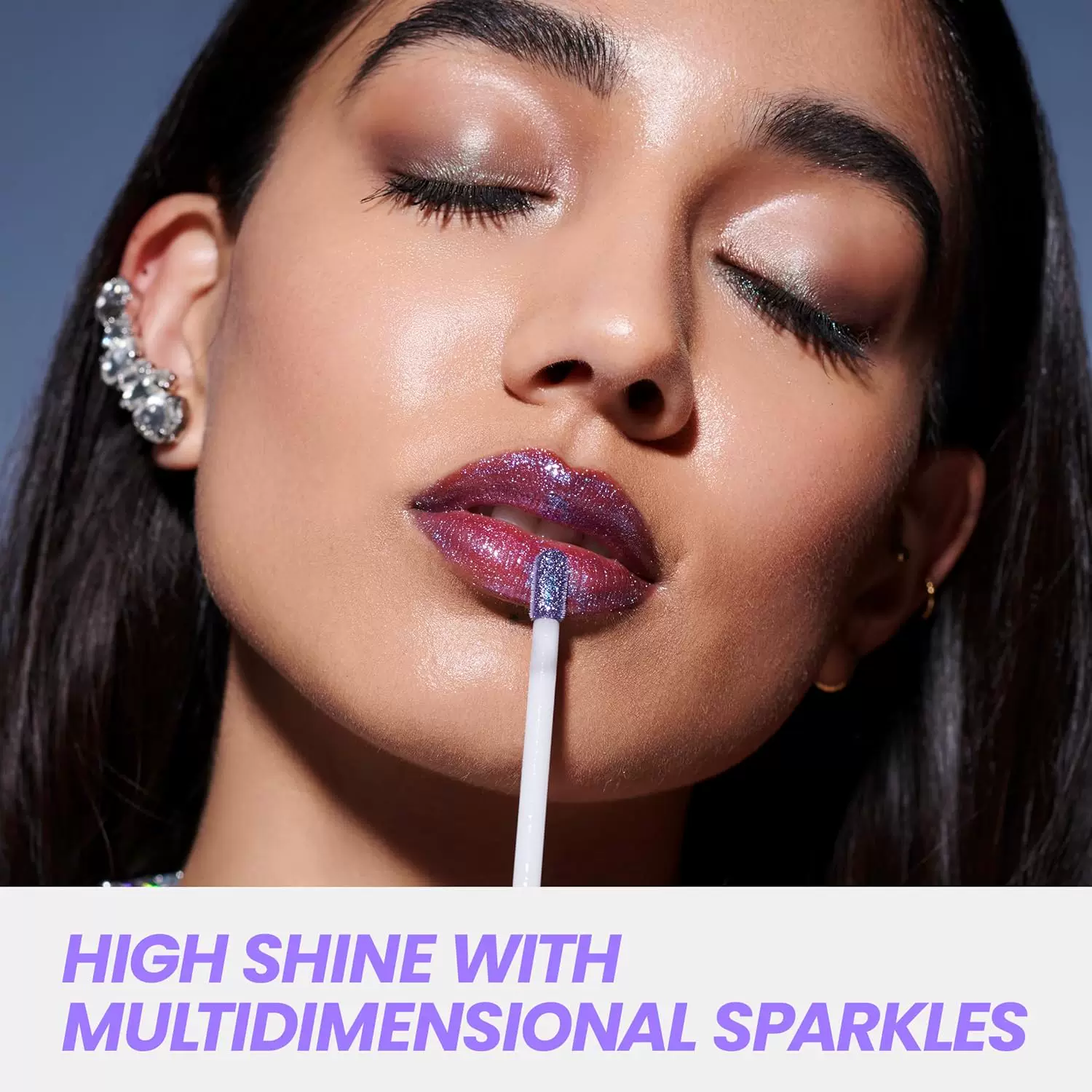 Прямая рассылка из США Wonderskin Miracle Cut Lip Gloss Blue Glitter Lip Moisturizing and High-Shine Lip Gloss