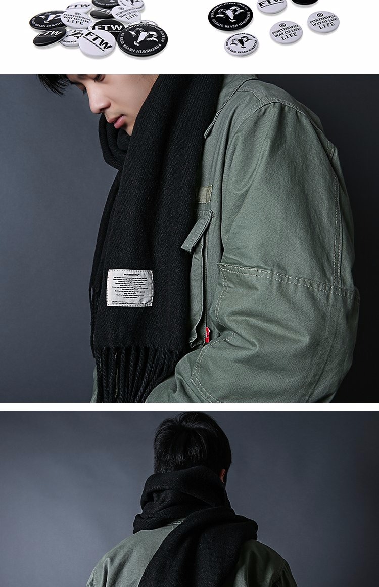 FTW FORTHEWIN Mùa thu / mùa đông 300g dày WAR SCARF Khăn quàng cổ màu rắn len ấm Bib dài khăn trùm đi phượt