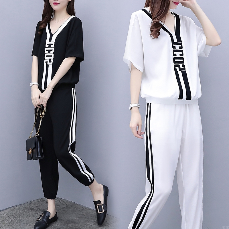 Two piece women's suit loose women show figure temperament fashion summer leisure