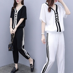 Two piece women's suit loose women show figure temperament fashion summer leisure