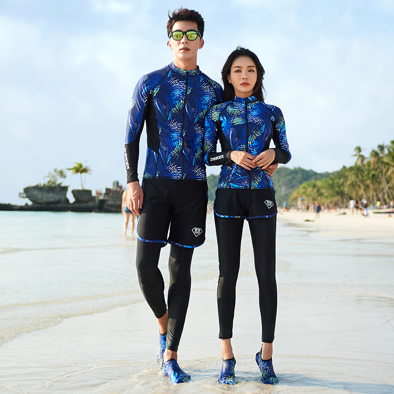 Swimsuit women's conservative sports sunscreen long sleeves trousers full body covered with slim foam spa five sets of women's style diving suit