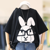 zaw big code woman dress fat mm cartoon printed short sleeve t-shirt woman 2022 new design sense small crowdsleeve blouse