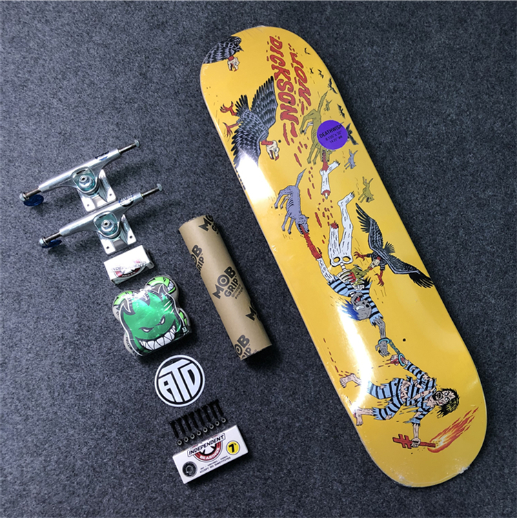 Deathwish Skateboard professionally assembled 8.0 Crow Double Upturned Independent Bracket Spitfire Wheels