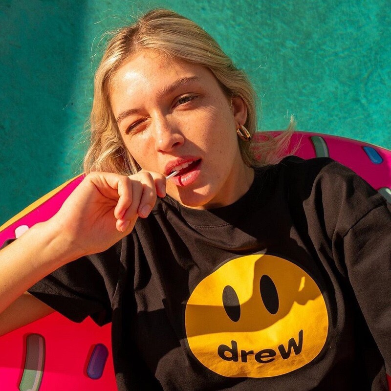 Drew Smiley Face Pure Cotton Short-Sleeved T-Shirt for Boys 2026 Letter European and American Style Couple Ins Trendy Brand Loose-Fitting Half-Sleeved Women's