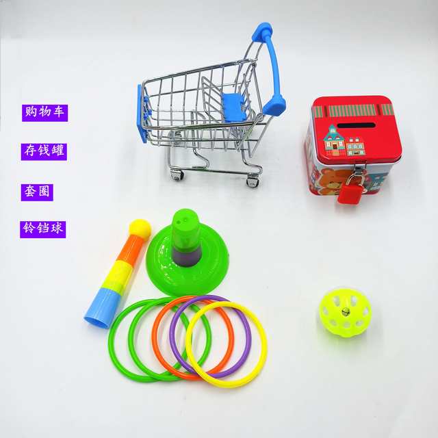 Large, medium and small parrot pet bird toys parrot supermarket mini trolley skill training intellectual development toys