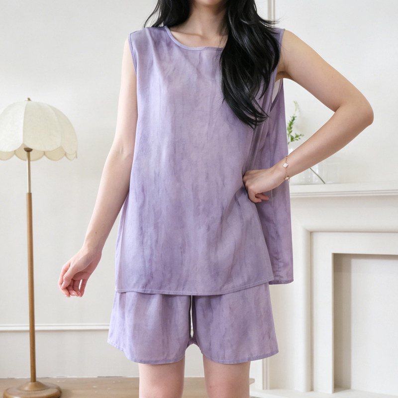 Cotton Silk Pajamas for Women 2026 New Summer Simple Style Sleeveless Vest That Can Be Worn Outside Purple Cool Home Wear Set Cotton Silk Pajamas for Women 2026 New Summer Simple Style Sleeveless Vest That Can Be Worn Outside Purple Cool Home Wear Set
