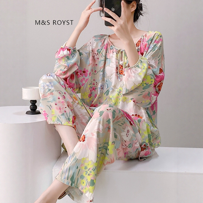 Victoria Cotton Silk Pajamas for Women 2026 New Summer Long-Sleeved Loose Chinese Style Thin Home Wear