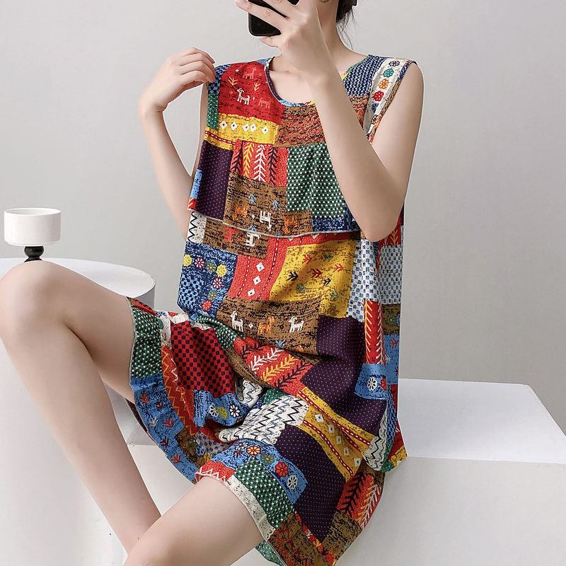Victorian Style Cotton Silk Pajamas for Women 2026 New Summer New Chinese Style Sleeveless Vest Home Wear Set