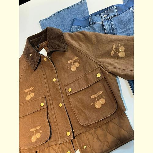 Демисезонная ретро удерживающая тепло куртка, с вышивкой