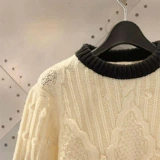 Осенний модный белый трикотажный свитер, коллекция 2023, оверсайз