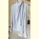 Синяя осенняя модная элитная элегантная рубашка