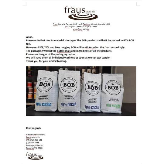 澳洲BOB巧克力粉40%可可粉70%冲饮热巧克力饮品咖啡拿铁1kg包邮