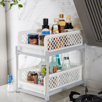Pull-type multi-layer storage kitchen countertop dressing shelf bathroom plastic cabinet storage rack storage
