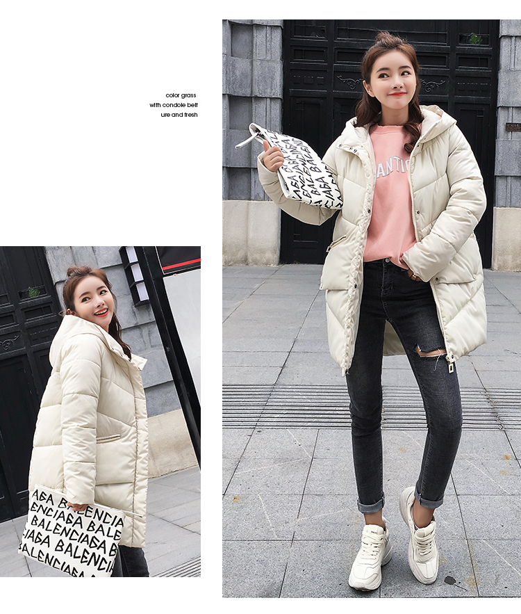 Phụ nữ mang thai mùa đông áo dài trong phần dài kích thước lớn thả lỏng cotton phù hợp với phiên bản Hàn Quốc của phần dài của áo khoác mẹ dày thủy triều đầm bầu đẹp