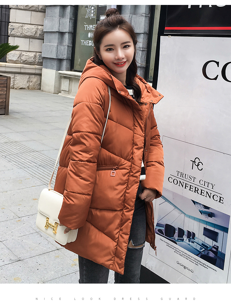 Phụ nữ mang thai mùa đông áo dài trong phần dài kích thước lớn thả lỏng cotton phù hợp với phiên bản Hàn Quốc của phần dài của áo khoác mẹ dày thủy triều đầm bầu đẹp