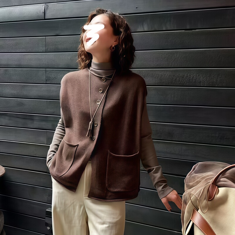 Retro Rolled Edge Round Neck Sleeveless Knitted Vest for Women 2026 New Autum Style High-End Outer Wear Vest Top