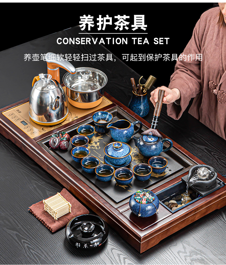 Tea sets Tea tray was integrated electric Tea stove four unity of a complete set of automatic kunfu Tea household contracted and I Tea taking