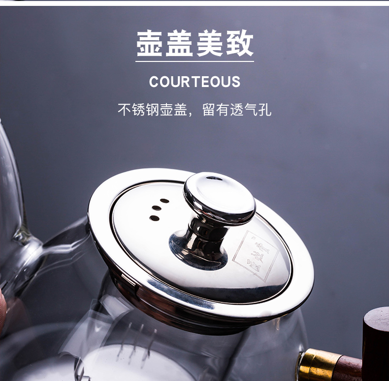 Glass kung fu tea set suit household heat resistant high temperature electric TaoLu boiled tea, wood side the scented tea filter teapot