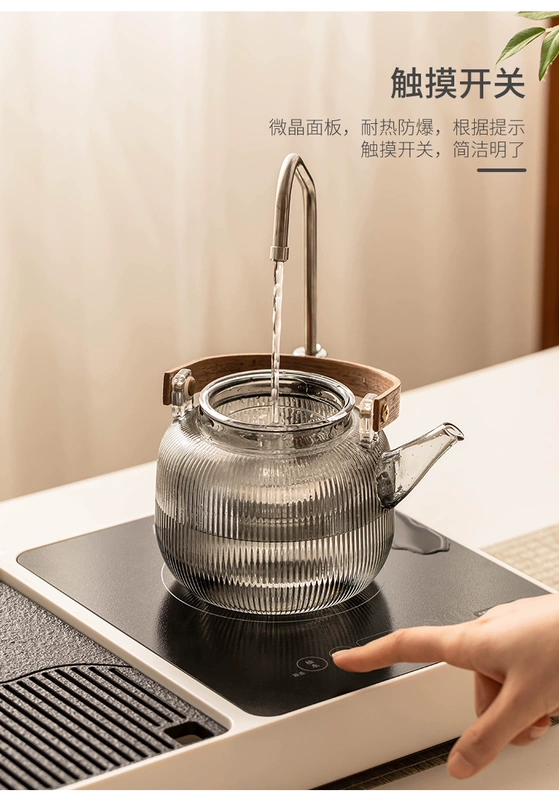 Bộ ấm trà và khay trà nhà thông minh hoàn toàn tự động tất cả trong một 2023 đèn mới sang trọng hiện đại bếp gốm điện pha trà cao cấp