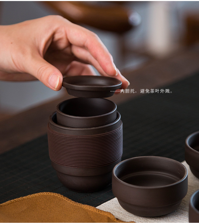 Violet arenaceous travel tea set is suing portable one receive package to crack a pot of kung fu tea set fourth
