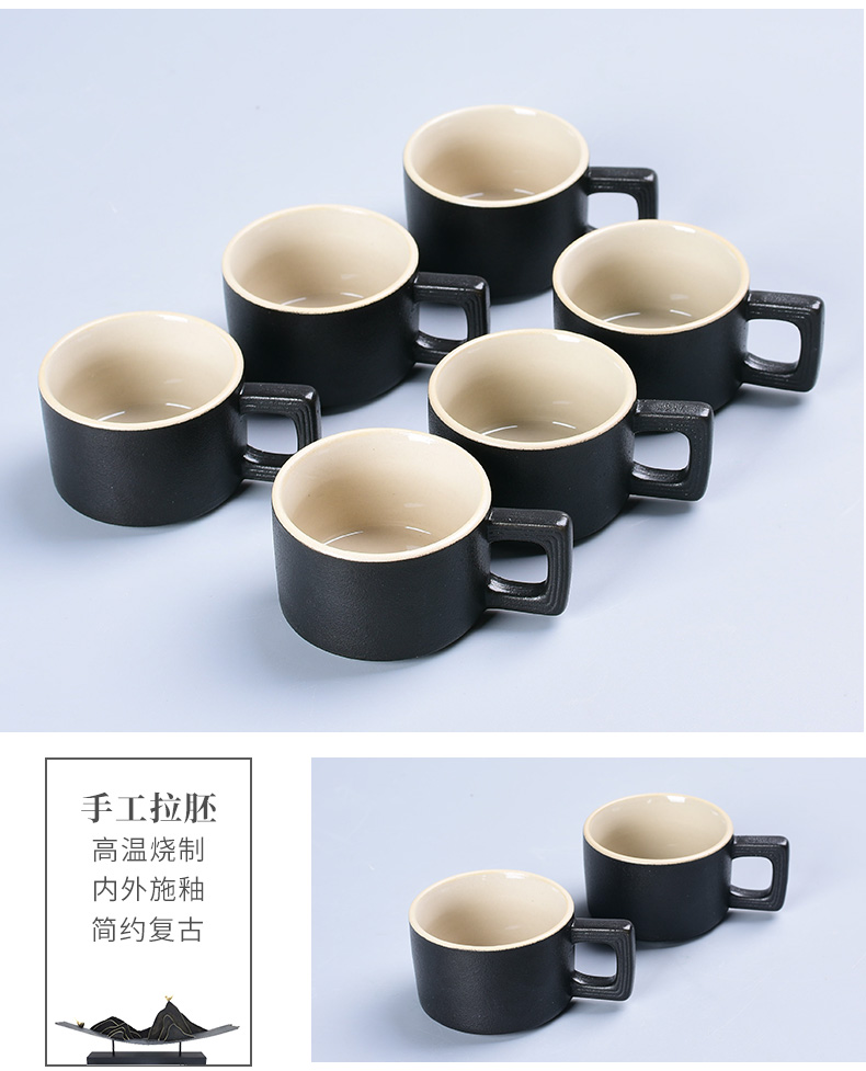 Black pottery sample tea cup with handles prevent hot ceramic kung fu tea cups household master individual CPU use single CPU