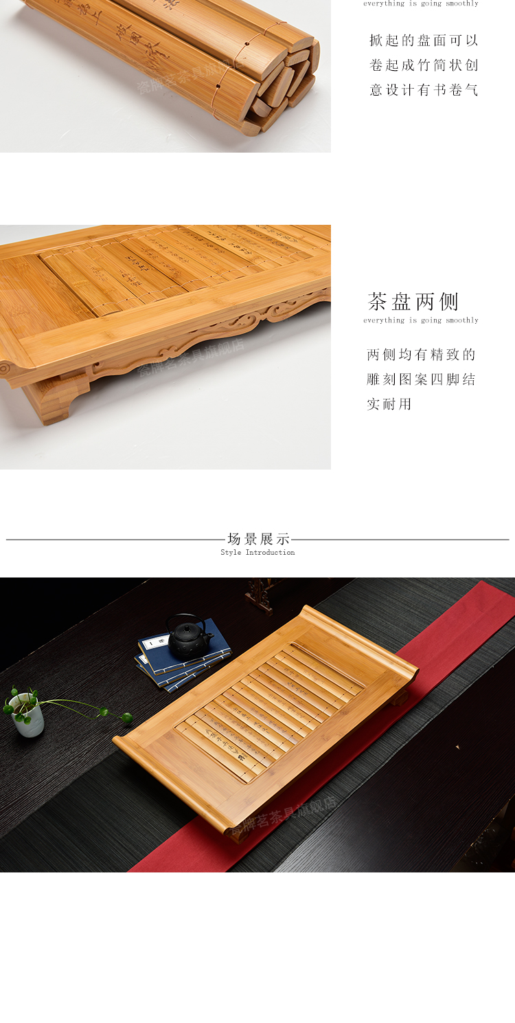 Khay trà tre ngăn kéo loại trà nước biển bàn trà phẳng kung fu bộ trà khay trà kích thước khay nước bình trà