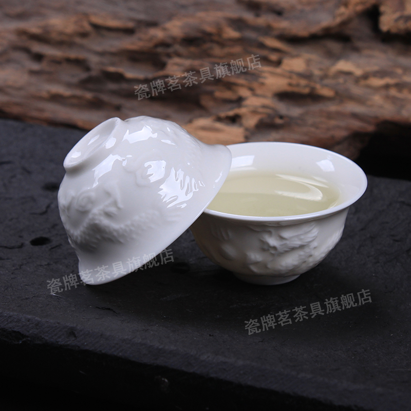 Palettes nameplates, dehua white porcelain its dragon ceramic cup tea kungfu tea cup small bowl 30 ml cups