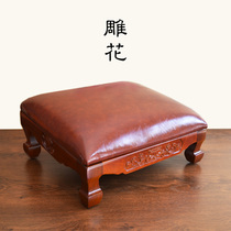 Exquisite carved solid wood Lotus worship mat Kneeling kowtow mat thickened worship stool futon Household temple futon