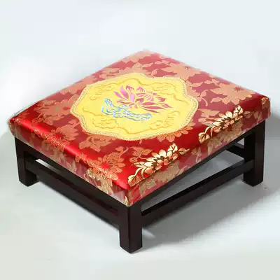 Lotus four-legged stool solid wood worship pad Buddha pad kneeling pad worship god temple home Buddha supplies