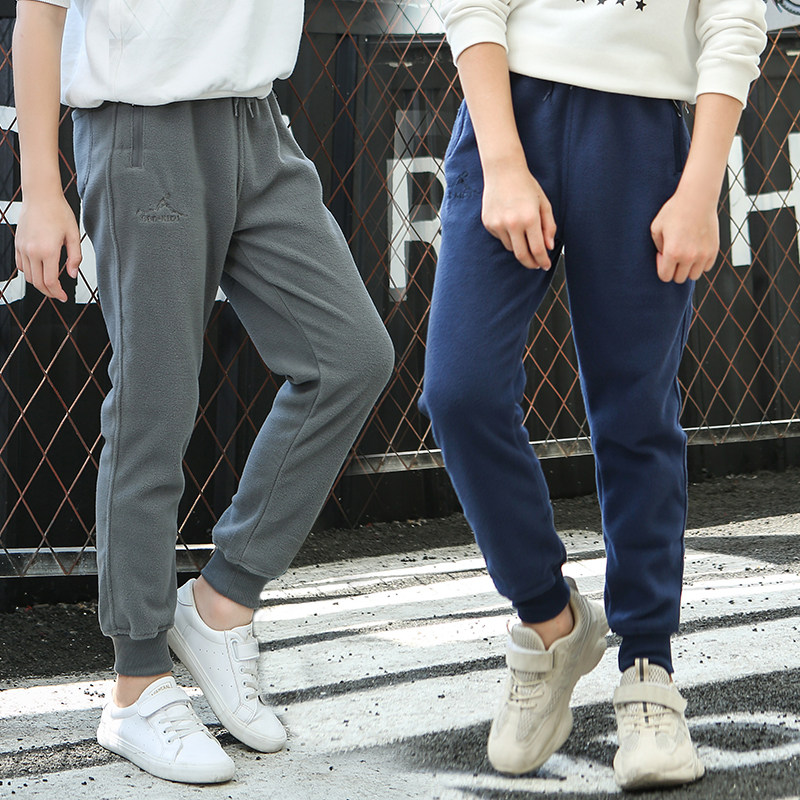Boy's plug trousers in the big childhood spring and fall winter cotton pants wearing sweatpants children's granule trousers