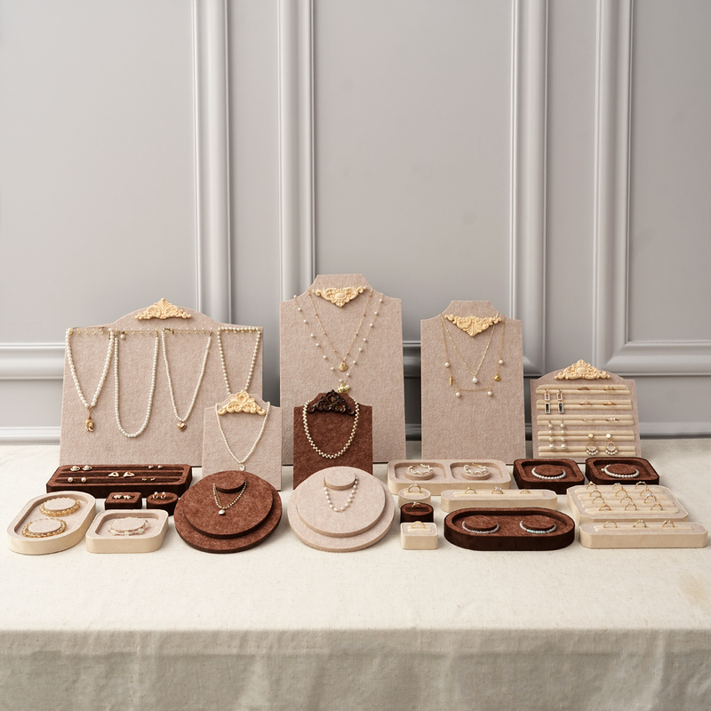 Jewelry Display Stand European Retro Felt Necklace Stand Earring Ring Tray Shop Counter Jewelry Display Props Jewelry Display Stand European Retro Felt Necklace Stand Earring Ring Tray Shop Counter Jewelry Display Props