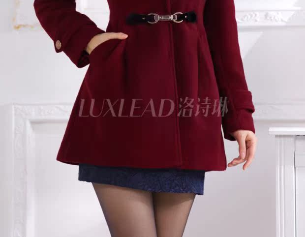 LUXLEAD Luo Shilin mùa đông mới khóa da thắt lưng trang trí áo khoác áo khoác dáng dài hàn quốc