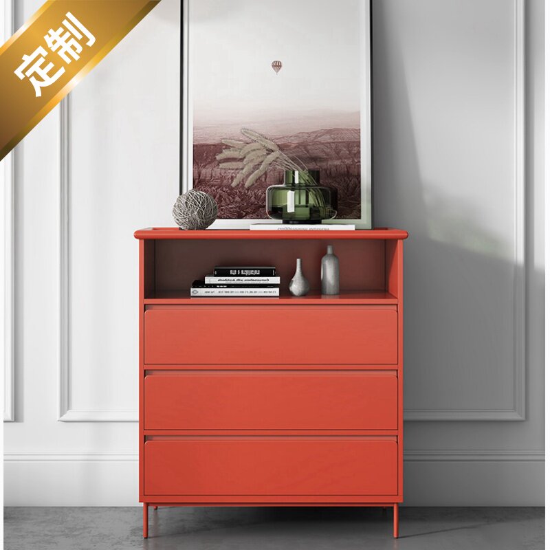 Italian solid wood light luxury bucket cabinet living room bedroom wall storage cabinet locker complete modern minimalist entry cabinet