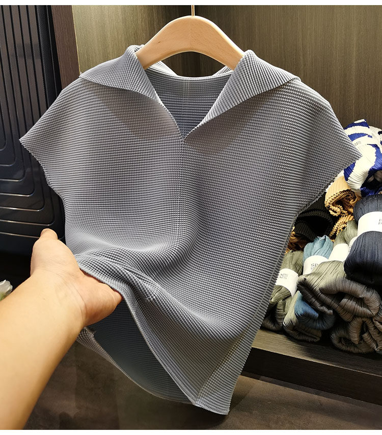 Áo thun cổ chữ V xếp ly dáng ôm thanh lịch nữ — Màu xanh lam nhạt, Màu xanh lục, Màu đen, Màu cam chi tiết 39
