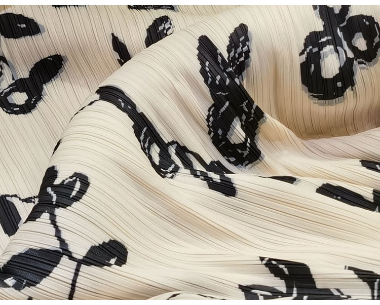 Đầm maxi nữ cổ đứng tay ngắn in họa tiết xếp ly xẻ tà — Màu đen, Màu xanh lá, Màu mơ chi tiết 28